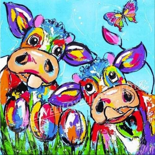 Animals 5D DIY Diamond Painting Color Cartoon Cow Full Square/Round Mosaic Rhinestones Diamond Embroidery Sale decoration FG1630