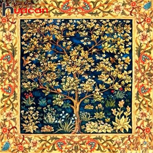 Huacan Diy Craft Diamond Painting Tree Diamond Mosaic Cross Stitch Flower 5D Embroidery Handmade Gift