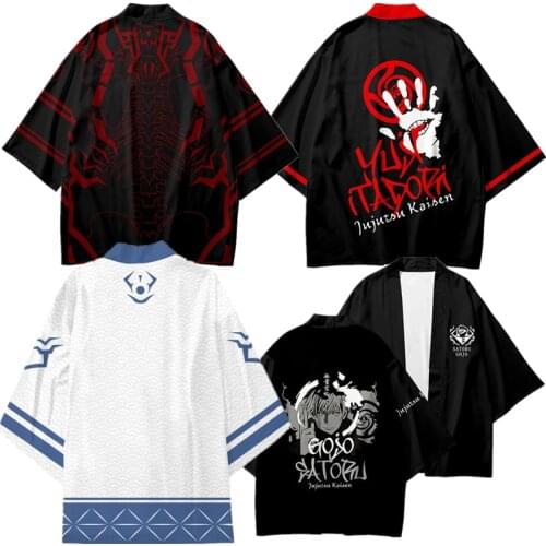 Anime Jujutsu Kaisen Gojo Satoru Itadori Yuji Ryomen Sukuna Cosplay Costume Coat Uniform Cloak Tops Kimono Haori Shirt Unisex