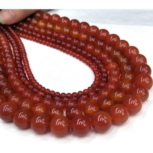 Natural Stone Beads Red Agat Stone 4/6/8/10/12mm Fashion Jewelry Loose Beads for Jewelry Making Necklace DIY Bracelet