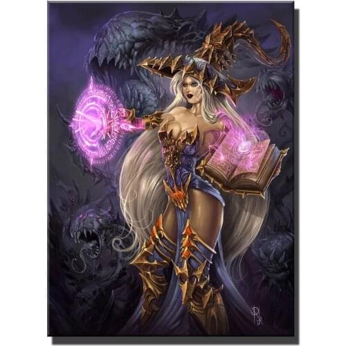 Fantasy Witch Dragon Book Diamond Painting Full Square round Drill 5d diy mosaic diamond Embroidery Darkness Woman Wall art x89