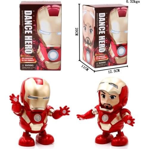 Marvel Avengers Toys LED Light Music Dancing Super Heroes Iron Man Spider Man Electronic Robot Kids Christmas Gift