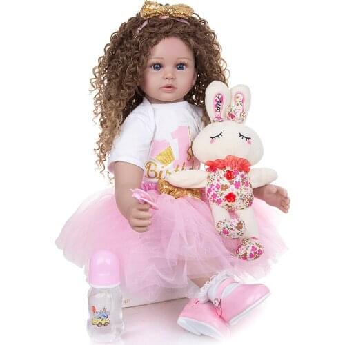 New Arrive 60 CM Reborn Dolls Menina Long Hair Lifelike Soft Silicone Cloth Body Newborn Boneca Toys Kids Birthday XMAS Gift