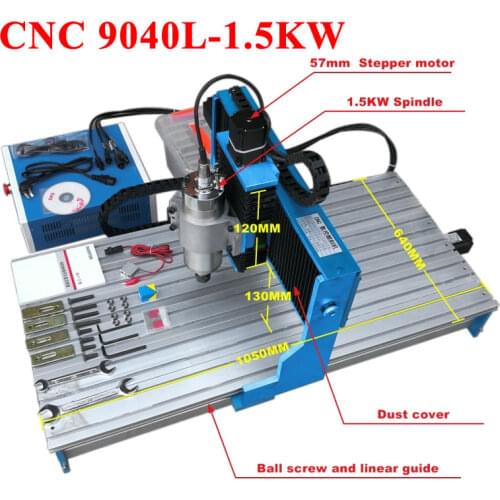 Mini CNC 9040L 1.5KW Router Bigger than CNC 6040 Engraving Machine USB Port 4 Axis Metal Cutting Woodworking Linear Guideway