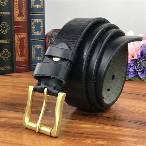 Men Belt Leather Genuine Brass Belt Buckle Vintage Leather Belt Men Cowboy Jeans Men Trouser Belt Ceinture Riem MBT0005