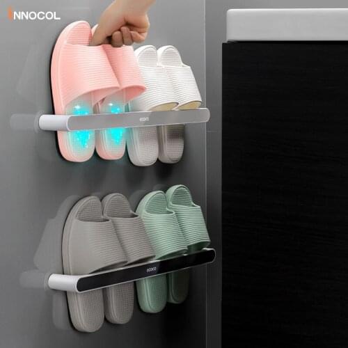 Bathroom Shoe Rack Organizer Slippers Wall Mounted Hanger Holder Drain Storage Towel Racks Self Adhesive Hanging Shoes Cabinets