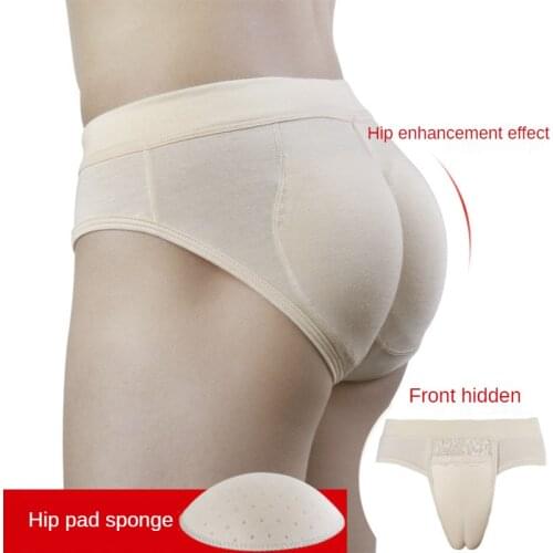 Underwear Men Full Buttocks Enhanced Cross Dress Queen Triangle Panties COS Silicone Sponge Hip Cushion Panties