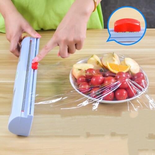 Plastic Film Wrap Cling Dispenser Household Kitchen Cling Cutting Box Kitchen Food Preservation Film Storage Holder