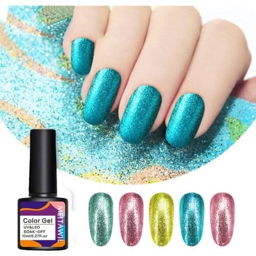 Platinum Glitter Nail Gel Polish Sequins UV Gel Nail Varnish Soak Off Long Lasting Nail Art Gel Polish 10ml Nail Polish