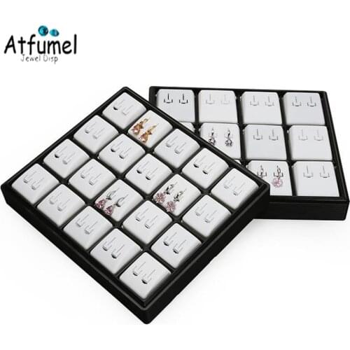 Fashion Jewelry Display Tray With Portable White Earring Hoder Sheet ABS Earring Organizer Case Storage Display Accessory Tray