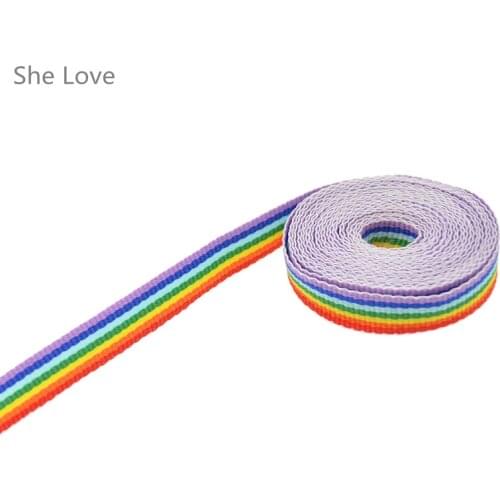 Chzimade 3 Meters Polyester Rainbow Striped Ribbon Trim Woven Grosgrain DIY Sewing Crafts