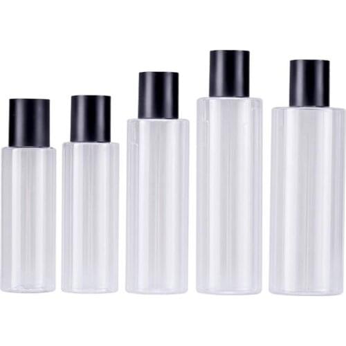 30pcs 100/200/250ml Empty clear Packaging Plastic Bottles PET Containers With Stopper Cosmetic Bottle For Shampoo Liquid Soap