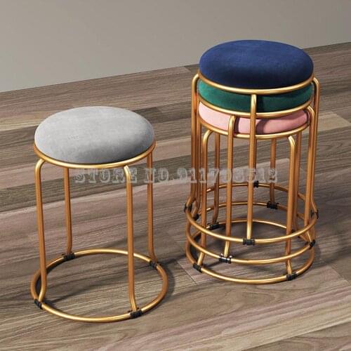 Nordic modern small round stool dining chair home chair dressing stool simple creative net red iron art folding makeup stool