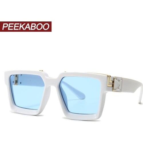 Peekaboo men square sunglasses for women hot selling blue male sun glasses green candy color uv400 gift for male unisex summer