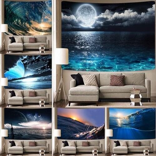 Tropical Beach Tapestry Northern Europe Style Starry Sky Tapestry Hippie Tapestry Bedroom Decoration Psychedelic Tapestry