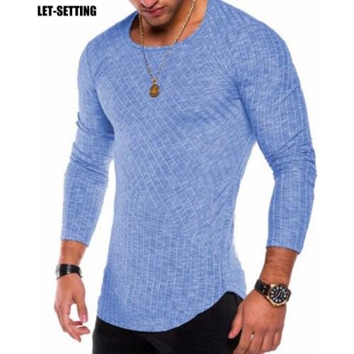 Spring autumn bottoming thin pullover leisure jacket round neck pit strip solid color stitching slim fit sweater S-3XL