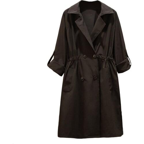 Plus size womens loose waist slimming windbreaker coat 2020 autumn new fashion temperament coat A676