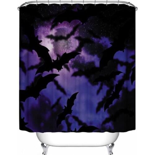 Bat Skull batSkeleton Print Shower Curtain Halloween Festival Home Decoration Bathroom Curtains Cheap Waterproof Mildewproof