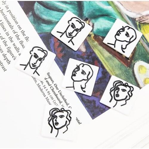 10pcs Trend Art Abstract Face Matisse Figure Line Acrylic Carving Patch Jewelry Fashion Statement Earrings For Women Accessories