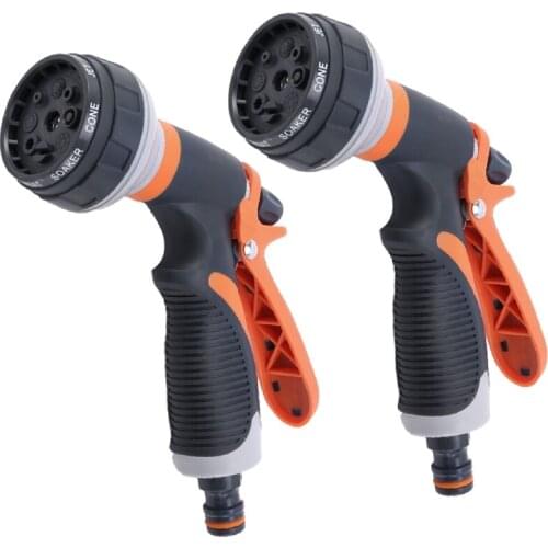 2 Pack Garden Hose Nozzle, 8 Adjustable Hose - High Pressure Hand Sprayer For Watering Lawn, Car Washing, Pet Bathing, Sidewalk