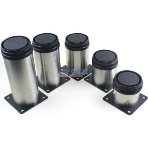 4 Pieces 80mm Adjustable Stainless Steel Round Furniture Cabinet Leg Cupboard Table Feet