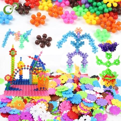 60/120 Plastic Snowflake inserting building blocks to assemble childrens educational toys 3D Puzzle Plum blossom Kids Girls YJN