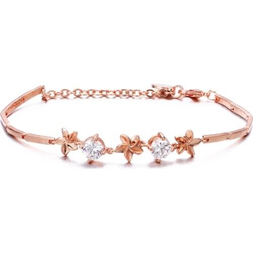Bettyue Charming Flower And Cubic Design Adjustable Two Color Exquisite Bracelet For Women&Girls Dainty Wedding Party Decoration