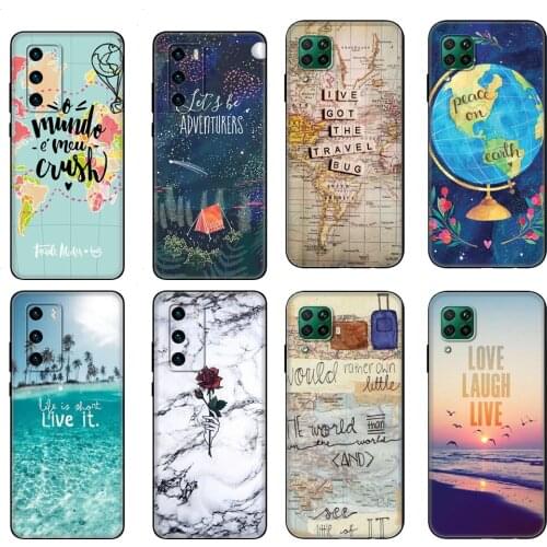 Black tpu Case For Huawei P30 Lite P30 Pro P40 Case For Huawei P40 LITE P Smart Case Summer Travel Pack your Bags Lets Go Clear