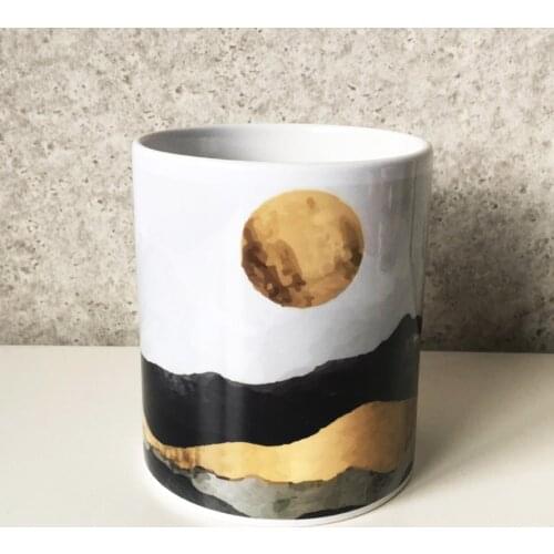 Custog Porcelain Mug Fun Design For Coffee Funny Gifts for Women and Men 12oz Customize Moon