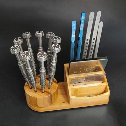 Wooden multifunctional storage box Mobile service desk storage rack Screwdriver Tweezers holder Tool parts Deposit