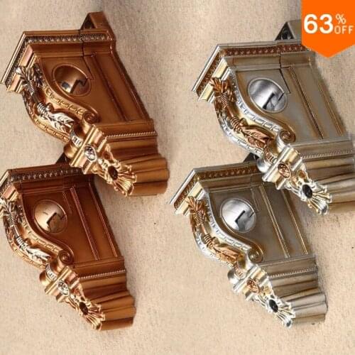 Artist designer Recommend Metal carve Roman Curtain holder European Palace Baroque rod stick roman Single rod Hole Wall bracket