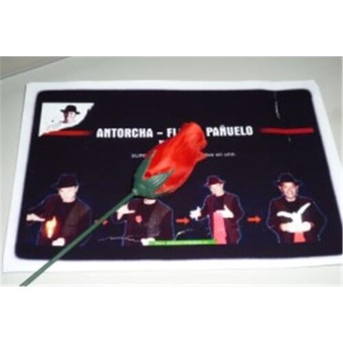 Torch To Rose To Silk (With DVD) Touch-Flower Silk - Stage Magic Trick Rose Vanishing Magic Gimmick Props Comedy Accessories
