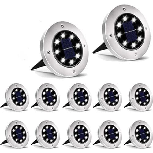 1pc Solar Garden Lights 8 10 12 16leds Solar Underground Light Waterproof Light Underground Landscape Lights for Lawn Pathway