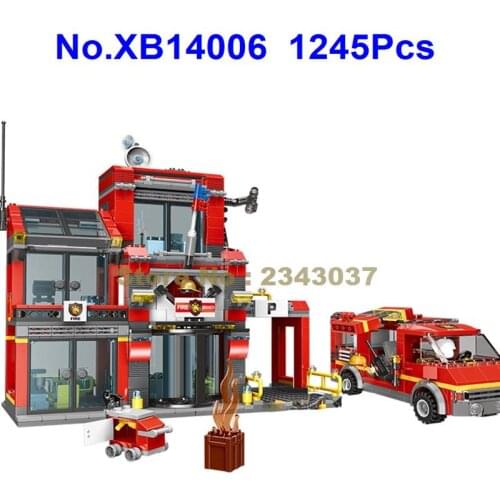1245pcs city fire station squadron truck 6 building blocks Toy