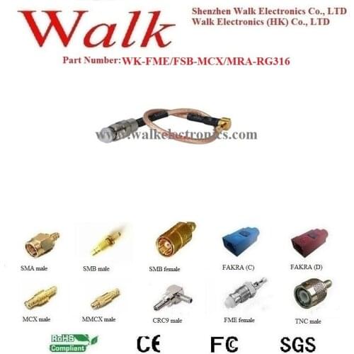 FME female MCX male RG316 cable, fme mcx rg316 cable, mcx male angle connector cable, gps gsm antenna cable