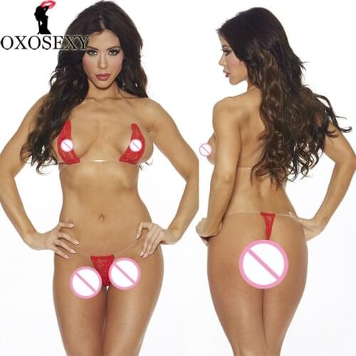 Red black new women sexy costumes transparent sexy lingerie hot three-point bikini set erotic lingerie porn lenceria sexy 453