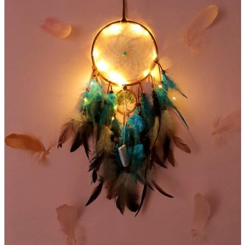 Creative Sky Ornaments Handmade Tree Of Life Dream Catcher Pendant Feather Hanging Art Gifts To Friends Wind Chimes Decoration