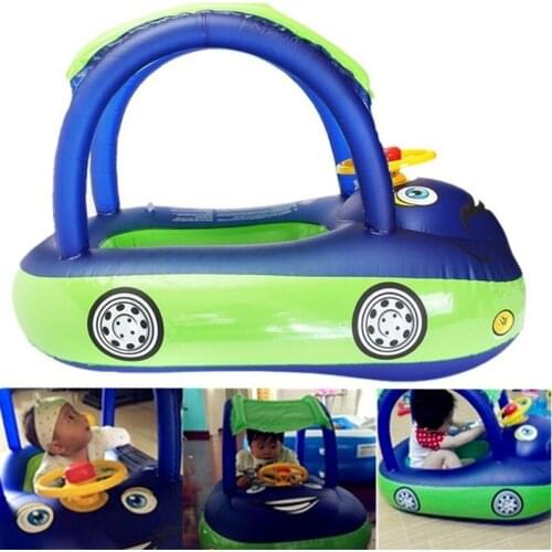 Summer Steering Wheel Sunshade Swim Ring Car Baby Boat Pool Water park accessoriesFor boy girl Childrens Cartoon Car Toys Gift