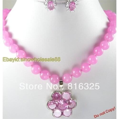 Hot sell new - Fast SHIPPINGFashion Set Pink stone Necklace Earring a10212 (A0511)