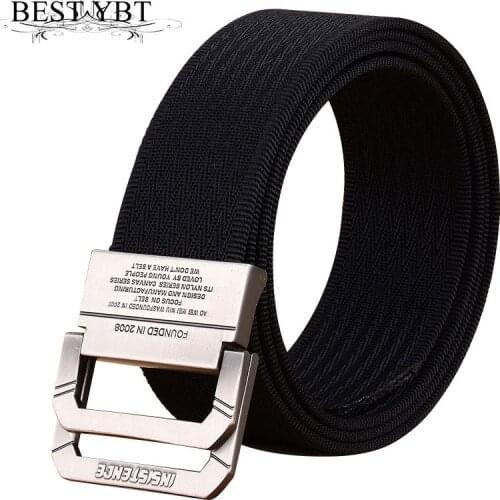 Best YBT Unisex belt Military Equipment Tactical Belt Man Alloy Double Ring Buckle Thicken Nylon Belts for Men Waistband