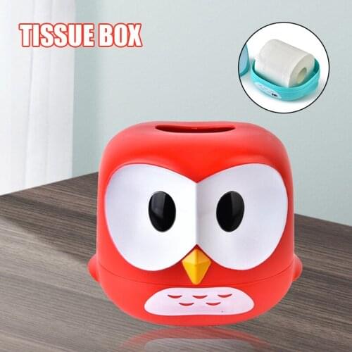 Cartoon ABS Tissue Box Big Eyehawk Owl Roll Paper Storage Box Creative Facial Tissue Box for Bathroom Bedroom Office TS2