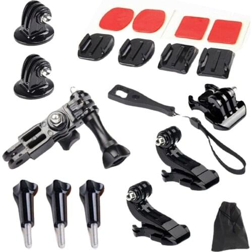 For Gopro Accessories Set Helmet Surface Base 3 Way Tripod Mount for GoPro Hero 6 5 4 SJCAM SJ4000 Xiaomi Yi 4K Eken h9