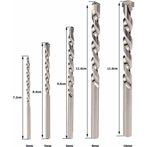 5pcs Drill Bit Tool Set Nickel Plating Round Shank Impact For Wall Cement Alloy Concrete Marble 4mm 5mm 6mm 8mm 10mm