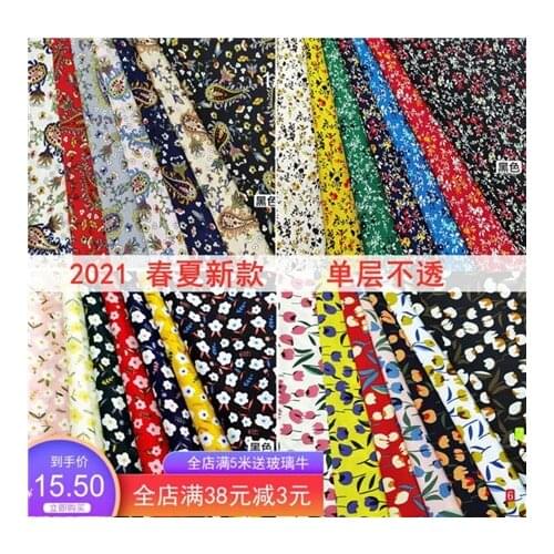 New Chiffon Printed Fabric impervious micro elastic dress top spring and summer fashion handmade DIY fabric