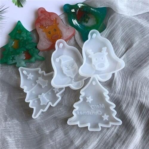 Crystal Epoxy Resin Mold Christmas Tree Elk Pendant Casting Silicone Mould Handmade DIY Craft Jewelry Making Tool Christmas Mold