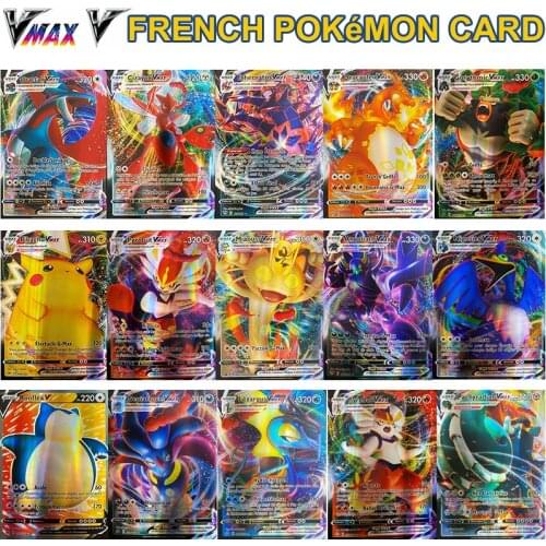 Pokemon French Version Shining Card Box Tag Team V VMAX GX Mega EX Display Cartas Booster Pokémon Carte Francaise Playing Game