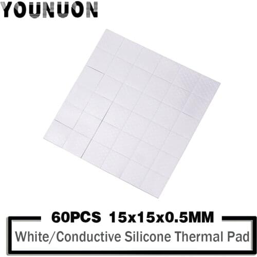 60PCS 15x15x0.5mm 15mmx0.5mm Mini Thermal Pad GPU CPU Heatsink Cooling Conductive Silicone Pad