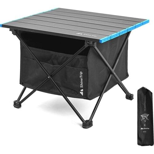 Outdoor Folding Picnic Table with Seat Pocket Camping Desk with Waterproof Tableware Clothes Storage Bag Camping Backyard Use