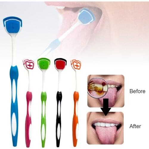 5 Colors Tongue Scraper Oral Health Care Bad Breath Oral Dirts Remover Safe Soft Smooth Silicone Tongue Cleaner For Kids Adults