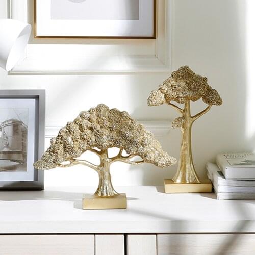 Modern Golden Lucky Money Tree Statue Fengshui Ornament Fortune Tree Ornament Purse Tree Decoration Home Decoration Accessories
